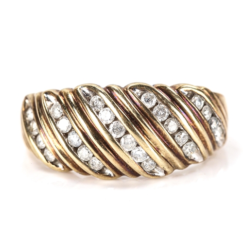 340 - A modern 9ct gold diamond dress ring set with modern round brilliant-cut diamonds, total diamond con... 