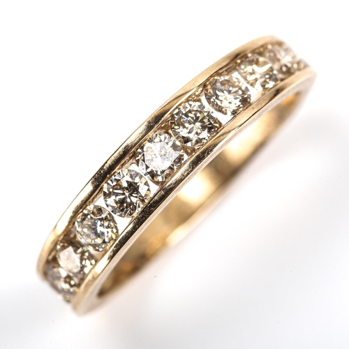 341 - A modern 9ct gold diamond half eternity ring, set with modern round brilliant-cut diamonds, total di... 