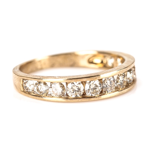 341 - A modern 9ct gold diamond half eternity ring, set with modern round brilliant-cut diamonds, total di... 