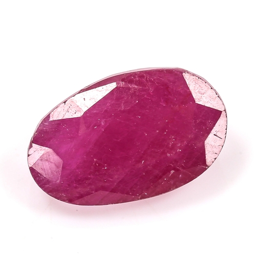 352 - 3.10ct unmounted oval mixed-cut ruby, 10.22mm x 6.35mm x 4.63mm, 0.62g, with GJSPC Gemstone Report