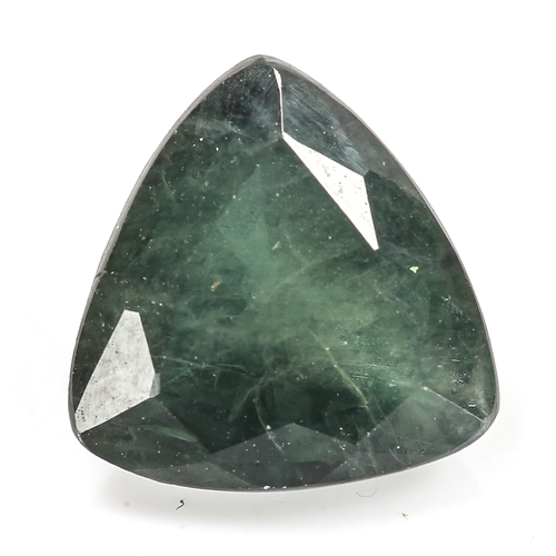 353 - 2.32ct unmounted trilliant-cut green sapphire, 8.26mm x 8.14mm x 4.65mm, 0.47g, with GJSPC Gemstone ... 