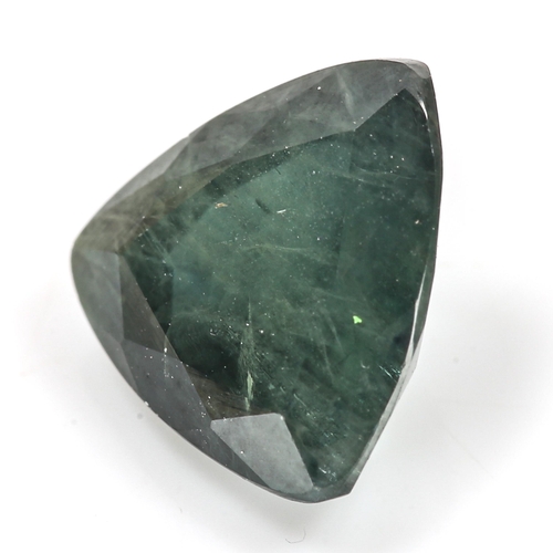 353 - 2.32ct unmounted trilliant-cut green sapphire, 8.26mm x 8.14mm x 4.65mm, 0.47g, with GJSPC Gemstone ... 