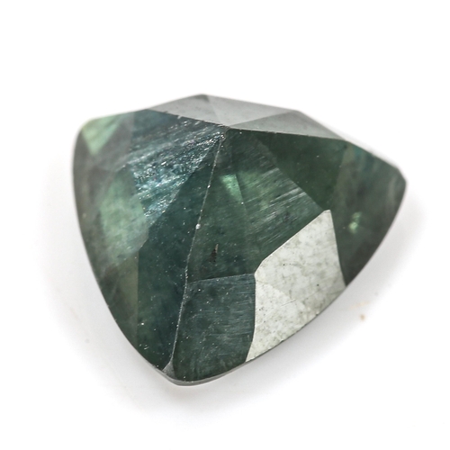 353 - 2.32ct unmounted trilliant-cut green sapphire, 8.26mm x 8.14mm x 4.65mm, 0.47g, with GJSPC Gemstone ... 