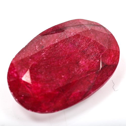 354 - 37.03ct unmounted oval mixed-cut ruby, 26.24mm x 18.20mm x 7.18mm, 7.43g, with IDT Gemstone Report