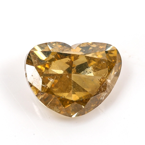 356 - 1ct unmounted heart-cut fancy brownish orange diamond, 6.76mm x 5.26mm x 3.27mm, clarity approx SI2,... 