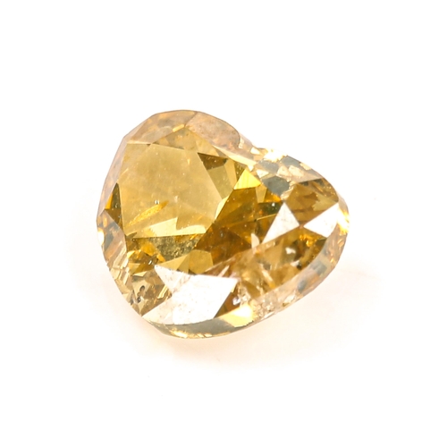 356 - 1ct unmounted heart-cut fancy brownish orange diamond, 6.76mm x 5.26mm x 3.27mm, clarity approx SI2,... 