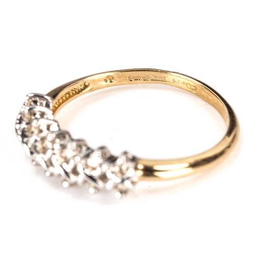 372 - A modern 9ct gold diamond half hoop ring, set with double row of modern round brilliant-cut diamonds... 