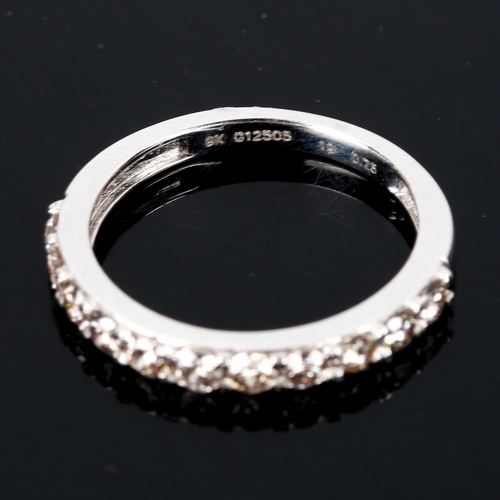 375 - A modern 9ct white gold diamond half eternity ring, set with modern round brilliant-cut diamonds, to... 