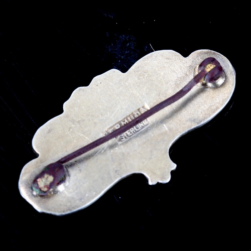 382 - A Bermuda Art Nouveau sterling silver and enamel floral brooch, length 28mm, 3.3g