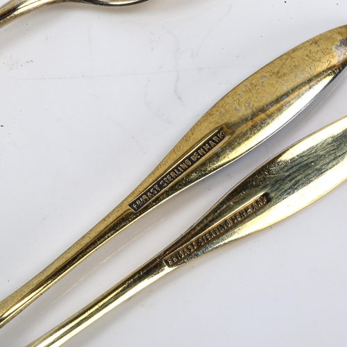 408 - FRIGAST - a set of Danish vermeil sterling silver and harlequin enamel spoons, comprising 9 x coffee... 