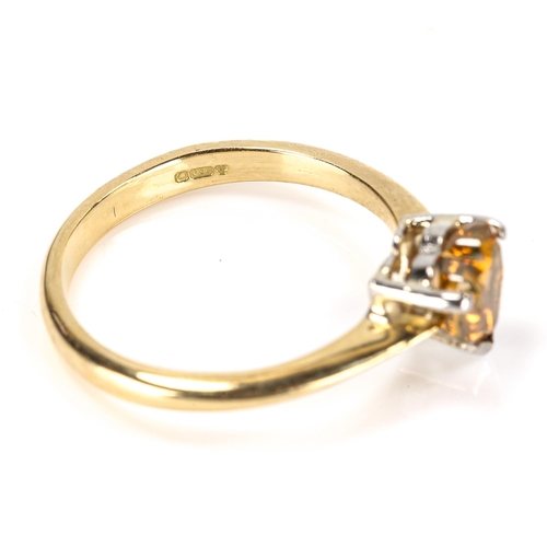 410 - A 1.01ct fancy dark greenish orange heart-cut solitaire diamond ring, 18ct gold and platinum setting... 