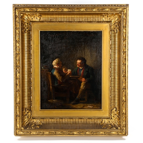 1500 - George Chalmers (1833 - 1878) oil on canvas, card players, signed, image 34cm x 26cm, framed