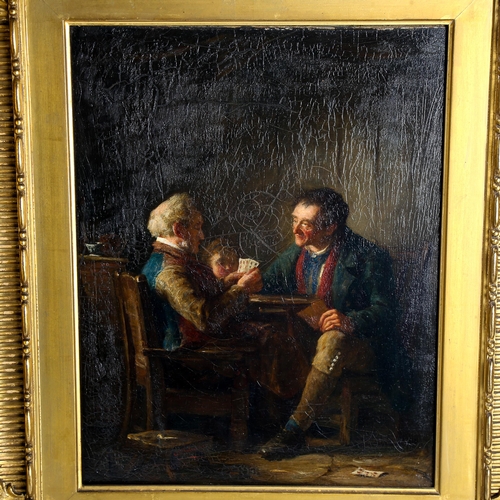 1500 - George Chalmers (1833 - 1878) oil on canvas, card players, signed, image 34cm x 26cm, framed