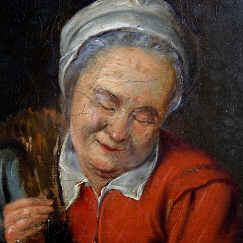 1501 - 19th century oil on canvas, woman counting money, unsigned, image 35cm x 28cm, framed