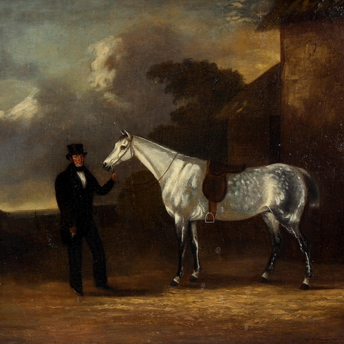 1502 - William Garland (active 1857 - 1882), oil on canvas, portrait of gentleman and horse, signed and dat... 