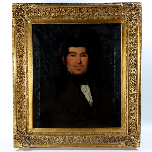 1505 - 19th century oil on canvas, half length portrait of John Bush, unsigned, original gilt frame, 67cm x... 