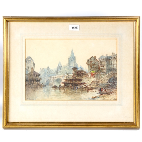 1528 - Paul Marny, watercolour, Anger, Loire, signed, 22cm x 34cm, framed