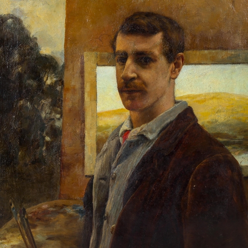 1530 - Henry Strachey, oil on canvas, self portrait, signed with indistinct date, 46cm x 36cm, framed