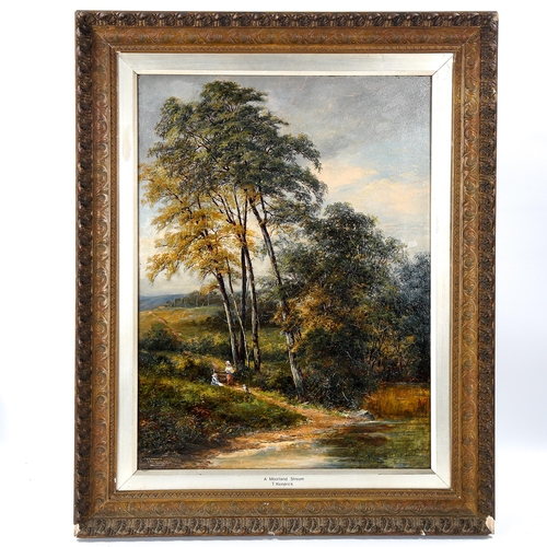 1533 - T Kendrick, 19th century oil on canvas, a moorland stream, signed, 60cm x 45cm, framed