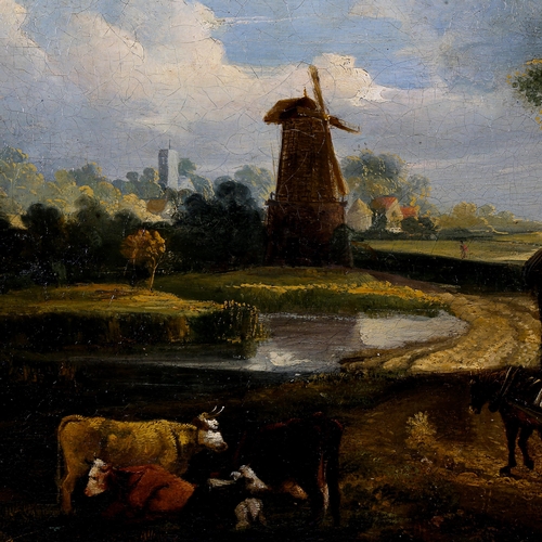 1534 - Attributed to George Vincent, early 19th century oil on canvas, Norfolk landscape, unsigned, 62cm x ... 