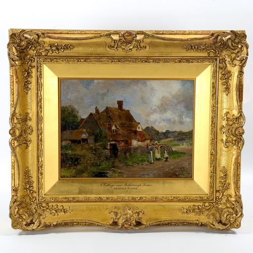 1538 - Leopold Rivers, oil on wood panel, a cottage near Pulborough Sussex, signed, 23cm x 32cm, framed