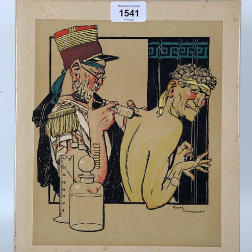 1541 - Rene Vincent, colour lithograph, Vaccination, image 24cm x 20cm, unframed