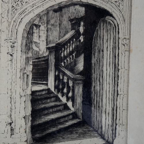 1542 - Ferdinand Giele, etching, Eton College steps, signed in pencil, plate 21cm x 15cm, unframed