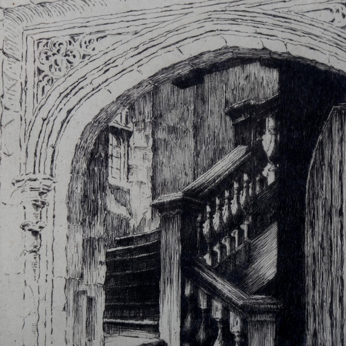 1542 - Ferdinand Giele, etching, Eton College steps, signed in pencil, plate 21cm x 15cm, unframed