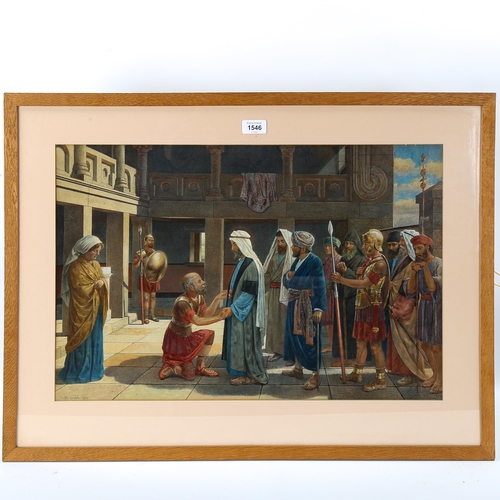 1546 - Thomas Charles Barfield (born 1858), watercolour, biblical scene, signed and dated 1917, 40cm x 60cm... 