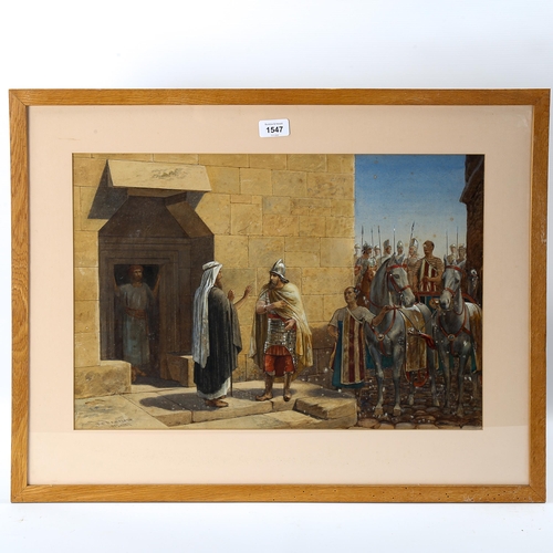 1547 - Thomas Charles Barfield (born 1858), watercolour, biblical scene, signed and dated 1922, 35cm x 53cm... 