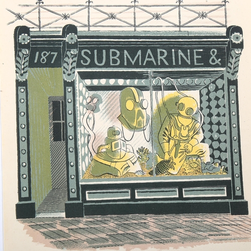 1550 - Eric Ravilious (1903-1942), lithograph in colours on paper, Submarine Engineer, 14.5cm x 13.5cm, mou... 