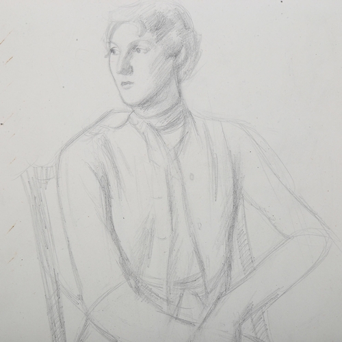 1553 - Dorothy Hepworth(1898-1978), pencil drawing on paper, Mrs Deakes (circa 1955), 42cm x 29 cm, mounted... 