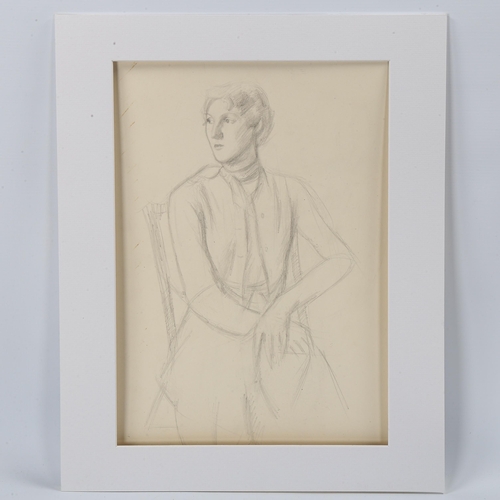 1553 - Dorothy Hepworth(1898-1978), pencil drawing on paper, Mrs Deakes (circa 1955), 42cm x 29 cm, mounted... 