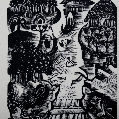 1556 - Paul Nash (1889-1946), limited edition wood engraving on paper, Paradise, 1928, 13.6cm x 9.3cm, with... 