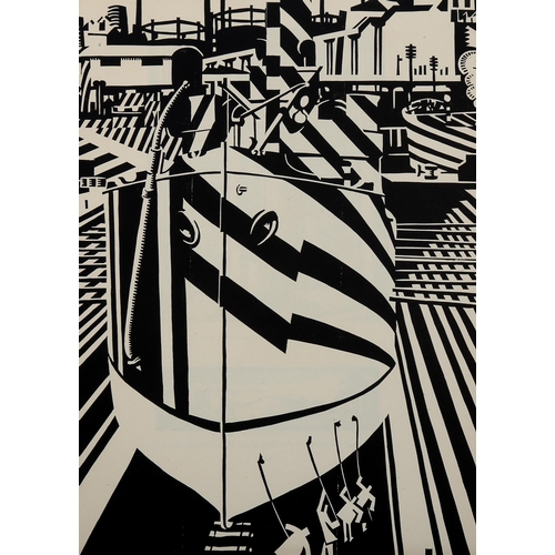 1558 - Edward Wadsworth (1889-1949), print on paper, In Drydock (1918), 25cm x 18.5cm. Printed on Basingwer... 