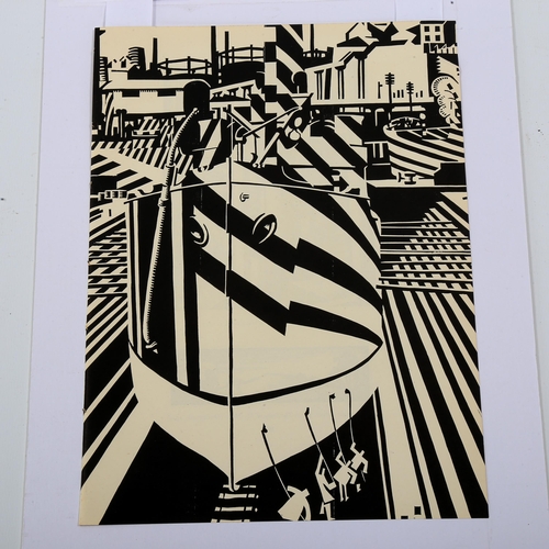 1558 - Edward Wadsworth (1889-1949), print on paper, In Drydock (1918), 25cm x 18.5cm. Printed on Basingwer... 