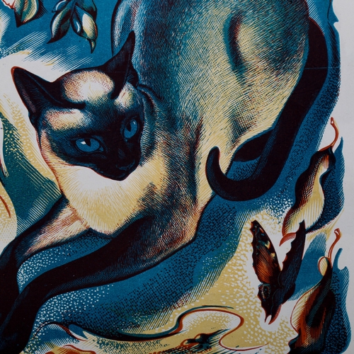 1562 - Agnes Miller-Parker (1895-1980), wood engraving in colour on paper, Siamese Cat (1939), 10.5cm x 13c... 