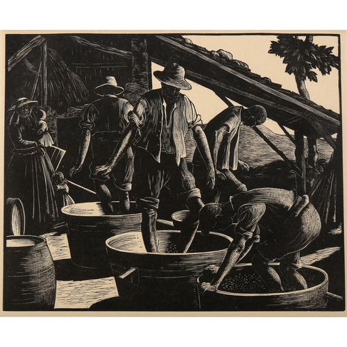 1564 - Clare Leighton (1898-1989), limited edition woodcut on paper, Treading Grapes (1928), 19cm x 23cm, m... 