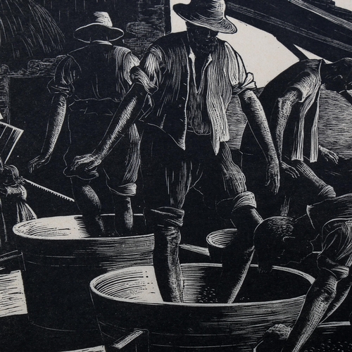 1564 - Clare Leighton (1898-1989), limited edition woodcut on paper, Treading Grapes (1928), 19cm x 23cm, m... 