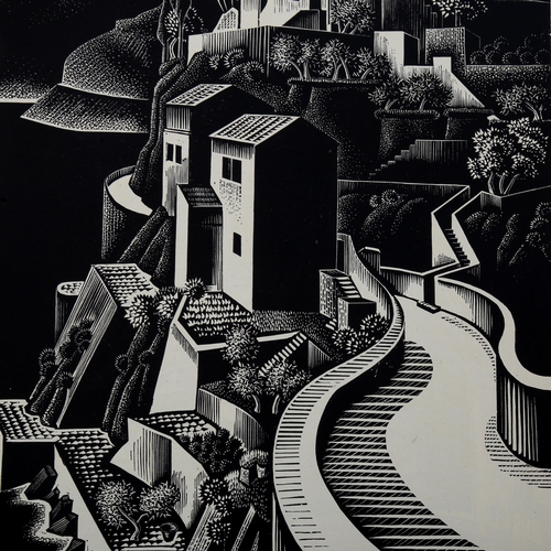 1569 - Alison Mackenzie (1907-1982), wood engraving on paper, The Road to Sorrento, 22.5cm x 15.4cm, printe... 