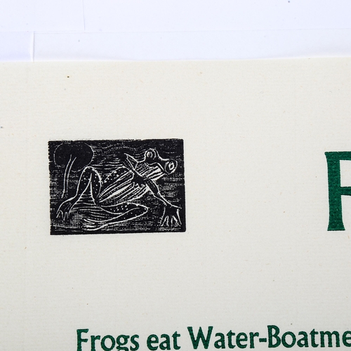 1573 - Enid Marx (1902-1998), limited edition wood engraving on paper, Frogs eat Water-Boatmen, from An ABC... 