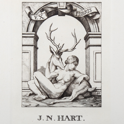 1578 - Stephen Gooden (1892-1955), original line engraving on laid paper, bookplate for J.N.Hart (1923), si... 