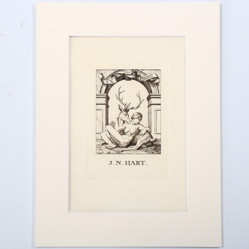 1578 - Stephen Gooden (1892-1955), original line engraving on laid paper, bookplate for J.N.Hart (1923), si... 