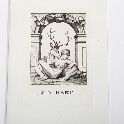 1578 - Stephen Gooden (1892-1955), original line engraving on laid paper, bookplate for J.N.Hart (1923), si... 