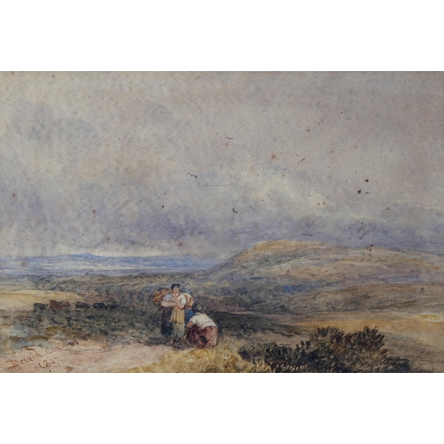 1582 - David Cox, watercolour, figures in landscape, signed and dated 1847, 18cm x 26cm, framed