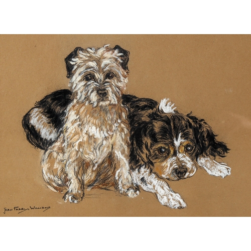 1594 - Jean Parry Williams, charcoal/chalk, 2 Terriers, signed, 23cm x 30cm, framed