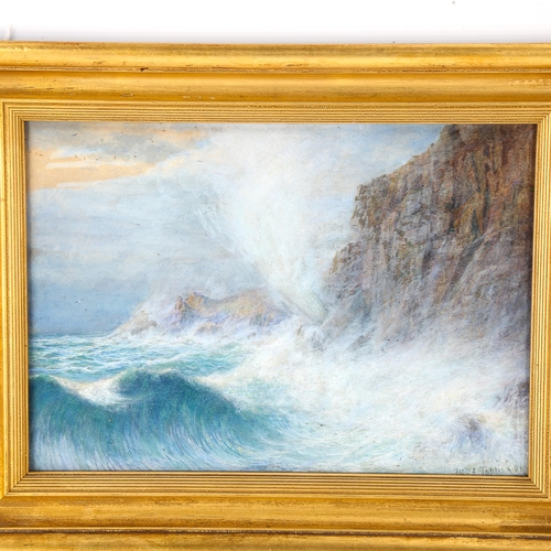 1600 - William Toplis, watercolour, rough seas on the Sark coast, signed and dated '96, 24cm x 34cm, framed