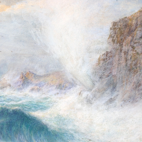 1600 - William Toplis, watercolour, rough seas on the Sark coast, signed and dated '96, 24cm x 34cm, framed