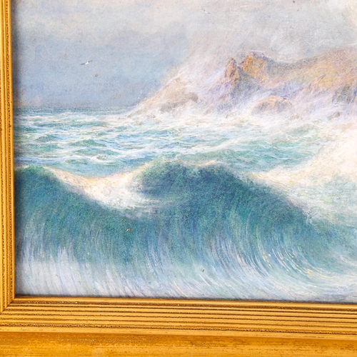 1600 - William Toplis, watercolour, rough seas on the Sark coast, signed and dated '96, 24cm x 34cm, framed