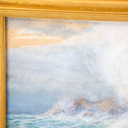 1600 - William Toplis, watercolour, rough seas on the Sark coast, signed and dated '96, 24cm x 34cm, framed